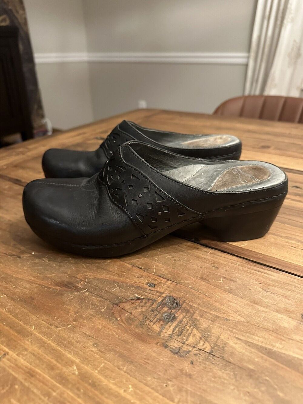 Dansko Shyanne Black Leather Leather Mules Clogs Comfort Shoes! EU 40 US 9.5 -10